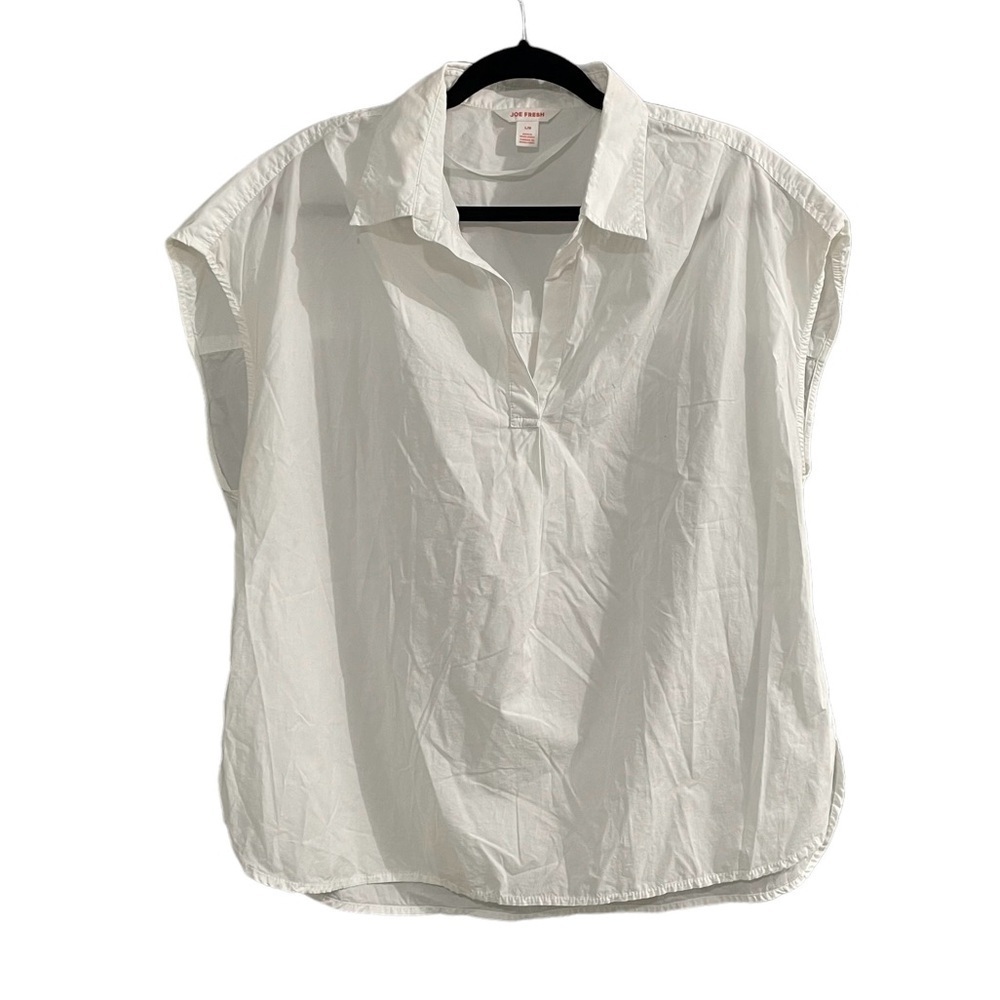 JOE FRESH Cotton Sleeveless Pullover Oversized Blouse White L